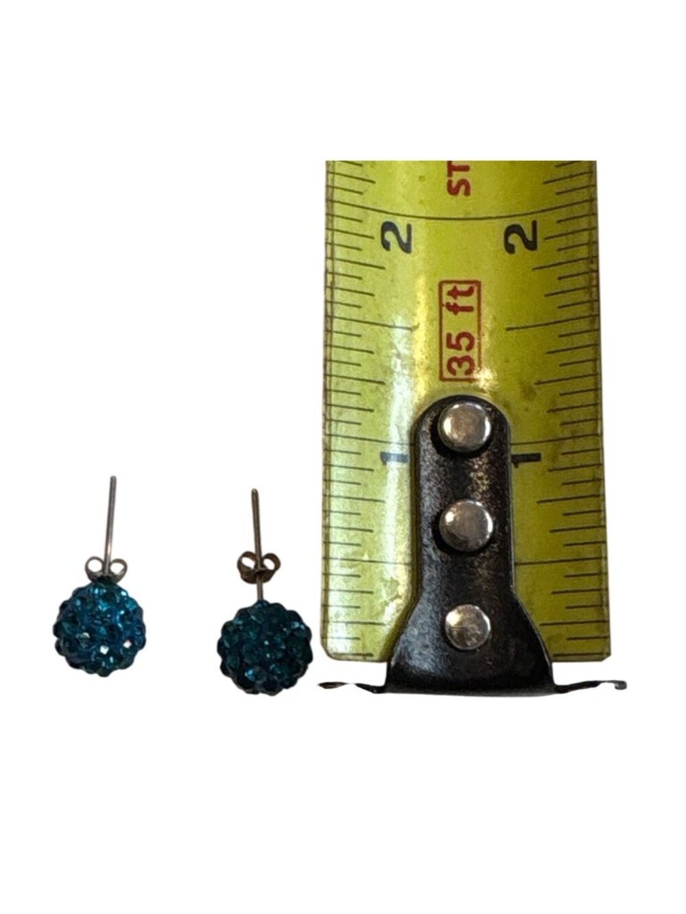 Sparkling Blue Crystal Ball Stud Earrings – Rhinestone Design Lightweight & Styl - Picture 6 of 7